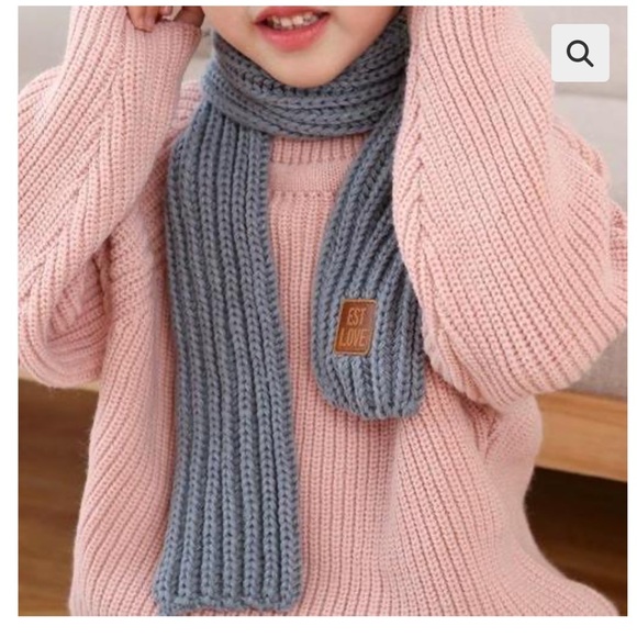EST LOVE NWOT Knit Scarf Thin Unisex Cozy Wrap Est. with Love Kids Scarf – Grey - Picture 2 of 6
